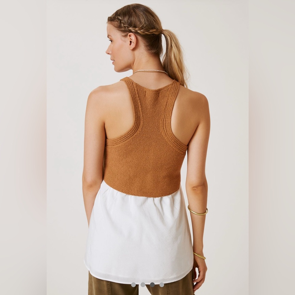 NWOT ANTHROPOLOGIE Sweater Tank. Size XS in neutral motif color - Picture 2 of 9